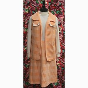 1970's Vintage Turtleneck Sweater Dress Vest Set